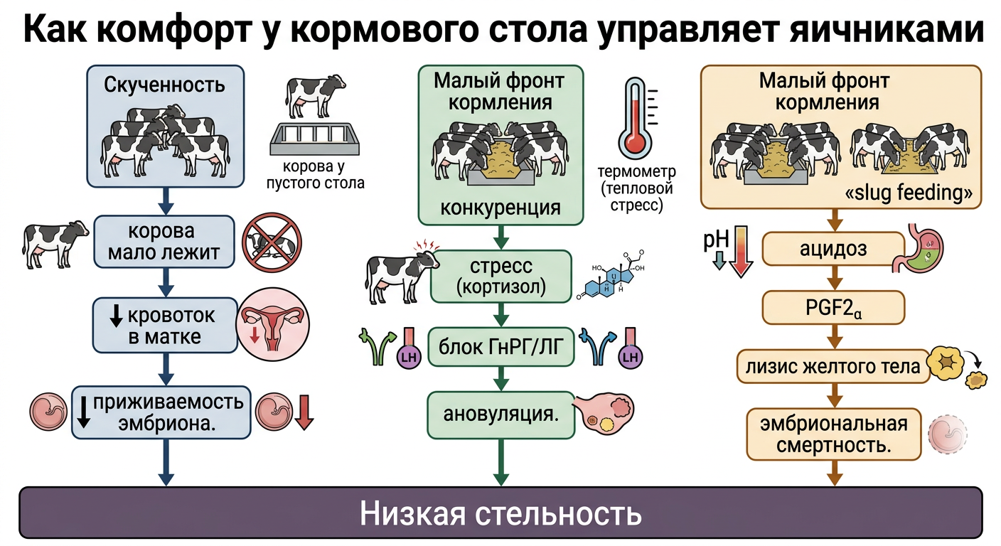 Как комфорт у кормового стола управляет яичниками